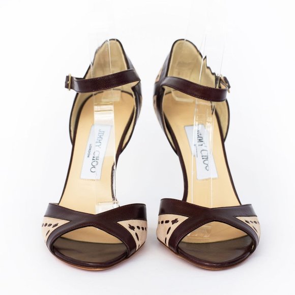 Jimmy Choo Burgundy and Beige Heels - Picture 2 of 7